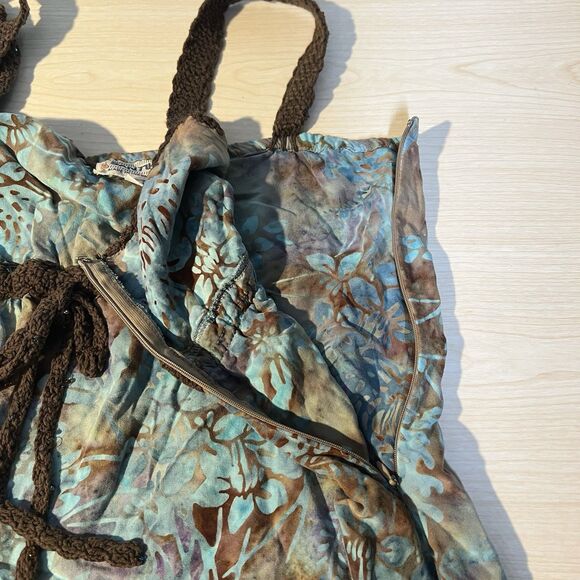 SANTIKI Embellished Boho Crochet Spaghetti Strap Top Blouse XL Fairy Goblincore - Picture 7 of 11